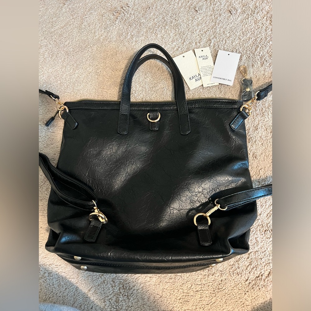 Kayla + Ava Vegan Leather Convertible Bag NWT